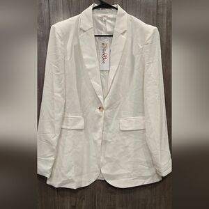 White Single Button Collared Blazer
